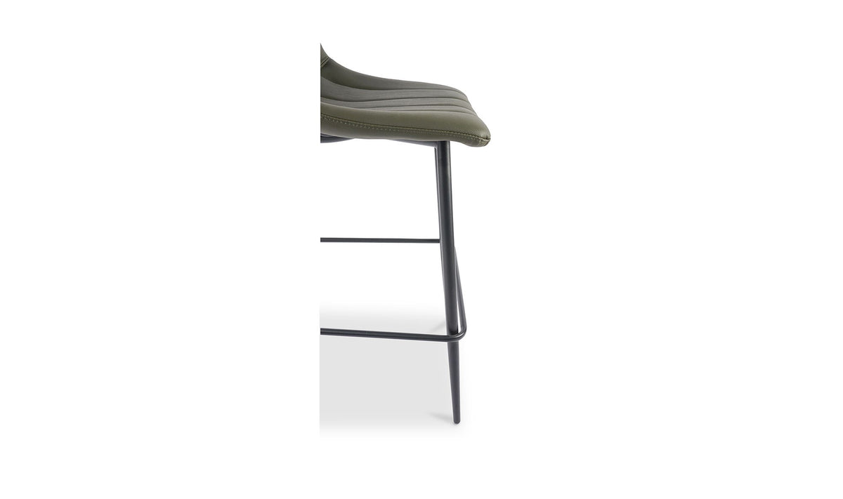 Aubusson Counter Stool Set of Two in Dark Green, vegan leather detail, view 6