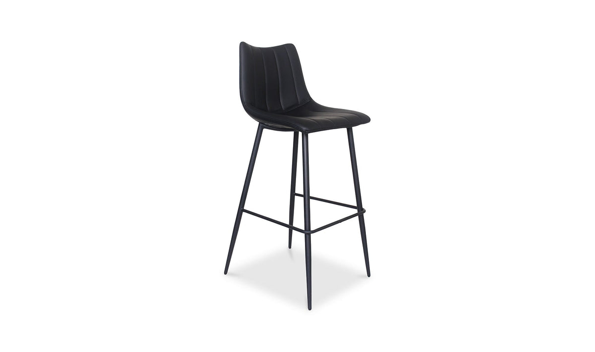 Aubusson Bar Stool Set of Two in Matte Black, three-quarter view