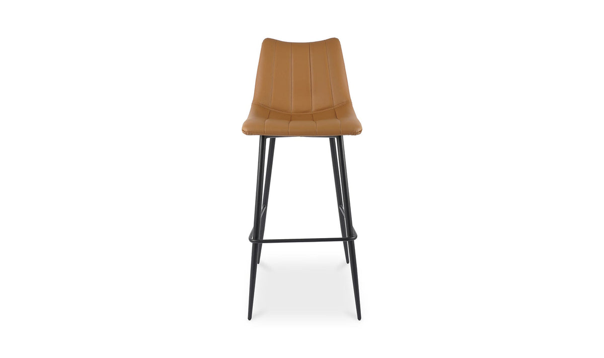 Aubusson Bar Stool Set of Two in Tan, vegan leather, 17¾" × 20"