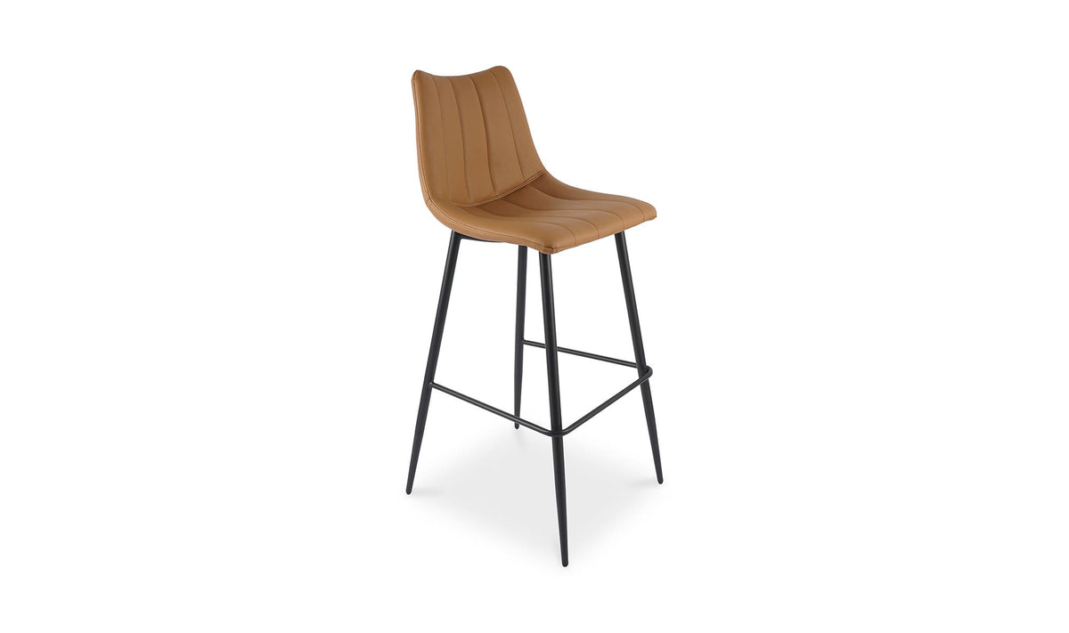 Aubusson Bar Stool Set of Two in Tan, three-quarter view