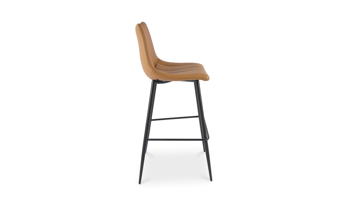 Aubusson Bar Stool Set of Two in Tan, vegan leather detail, view 3