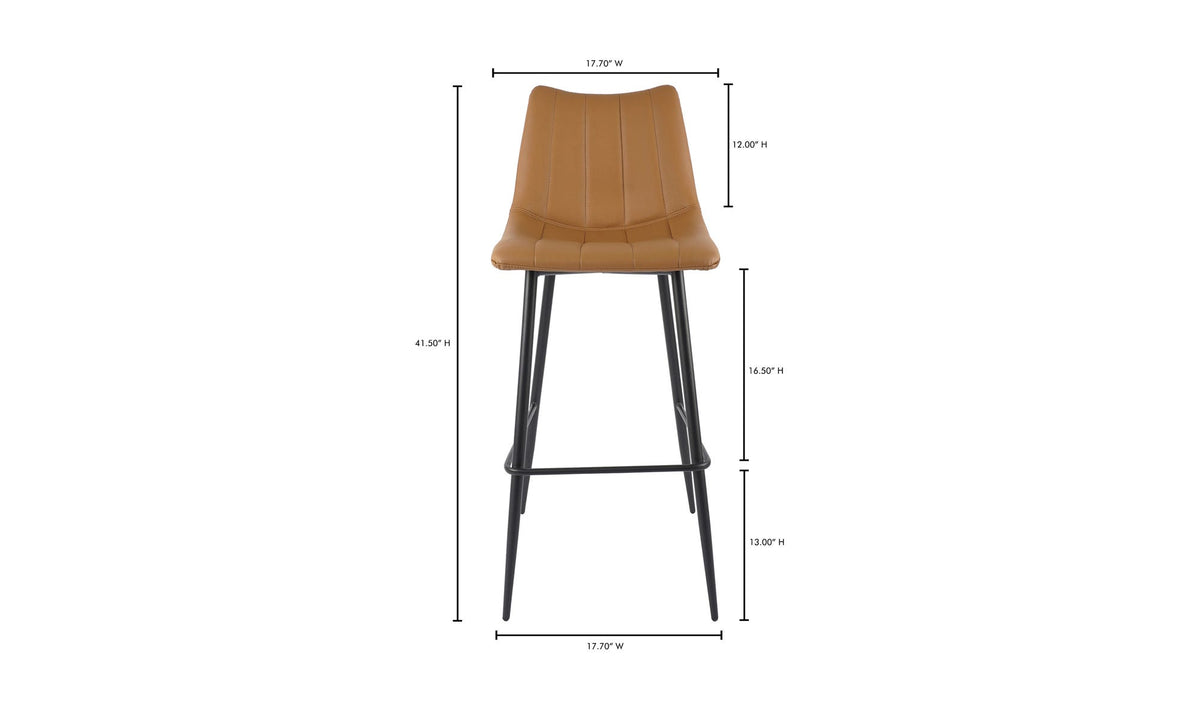 Aubusson Bar Stool Set of Two in Tan, dimensions diagram, 17¾" × 20"