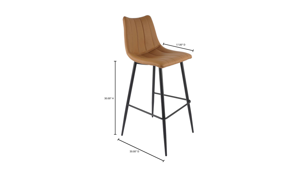 Aubusson Bar Stool Set of Two in Tan, dimensions diagram, 17¾" × 20", view 2
