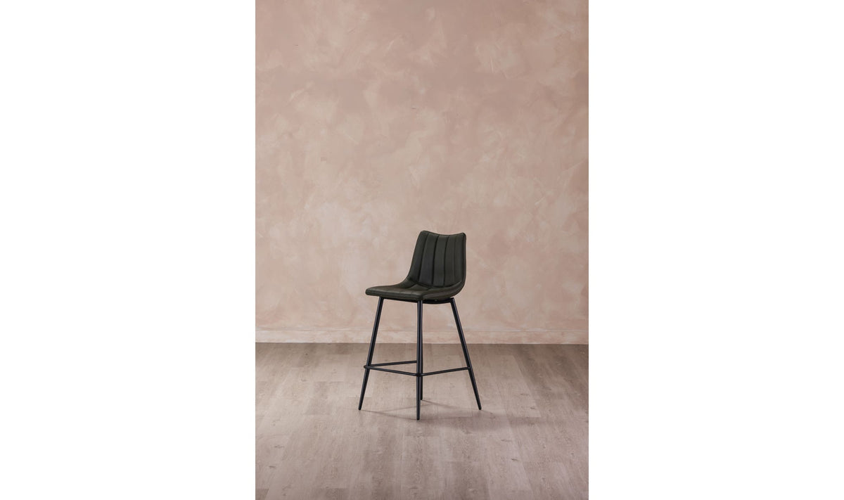 Aubusson Bar Stool Set of Two in Dark Green, styled in a living room, view 2