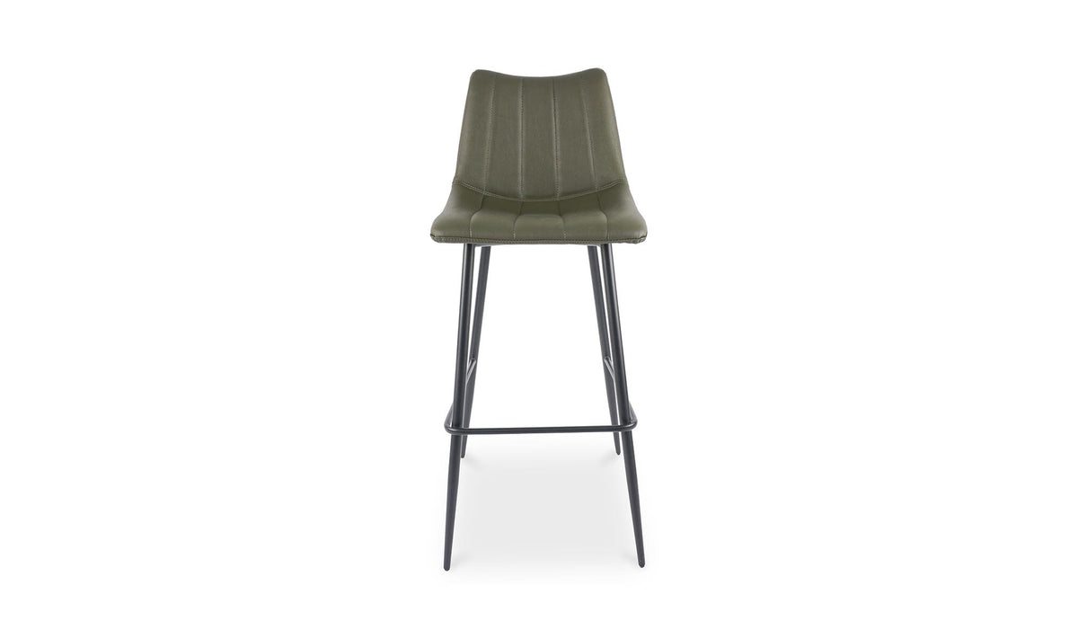 Aubusson Bar Stool Set of Two in Dark Green, vegan leather, 17¾" × 20"