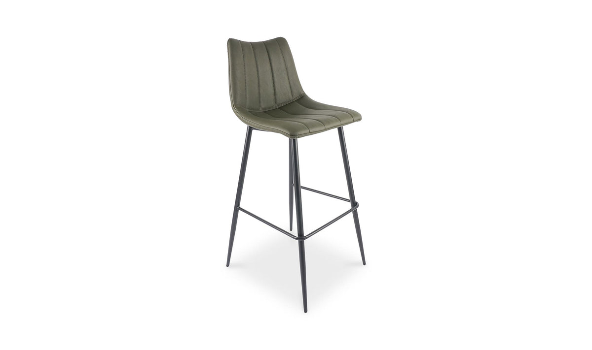 Aubusson Bar Stool Set of Two in Dark Green, three-quarter view