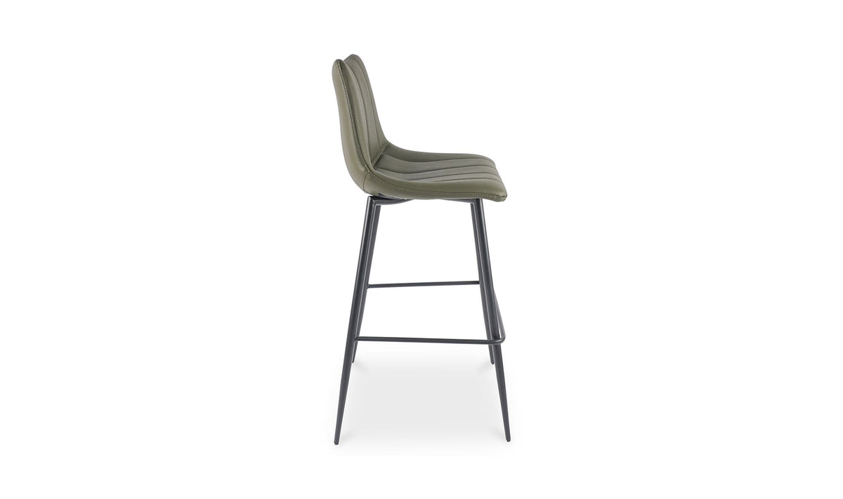 Aubusson Bar Stool Set of Two in Dark Green, vegan leather detail, view 3