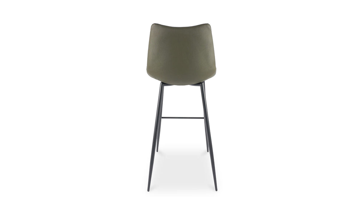 Aubusson Bar Stool Set of Two in Dark Green, vegan leather detail, view 4
