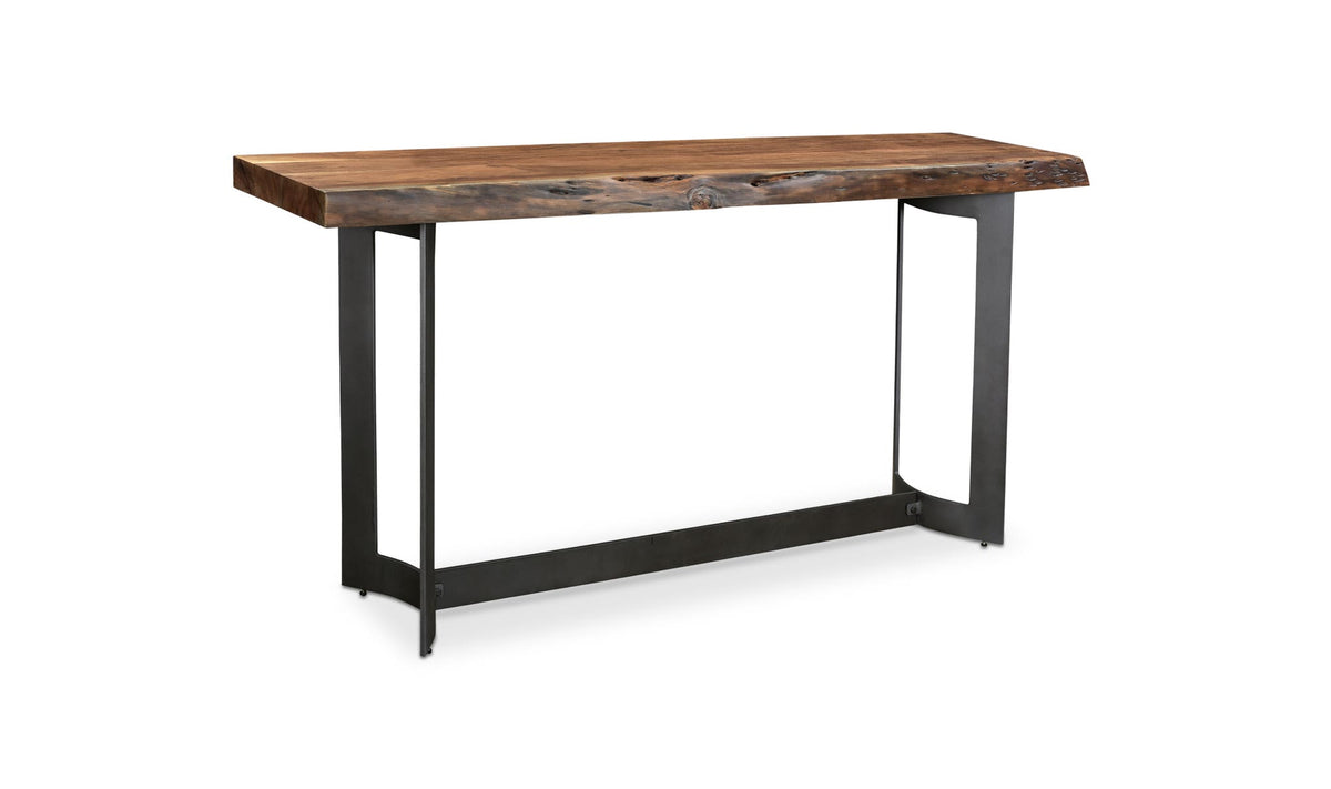 Bergamo Console Table in Brown, three-quarter view
