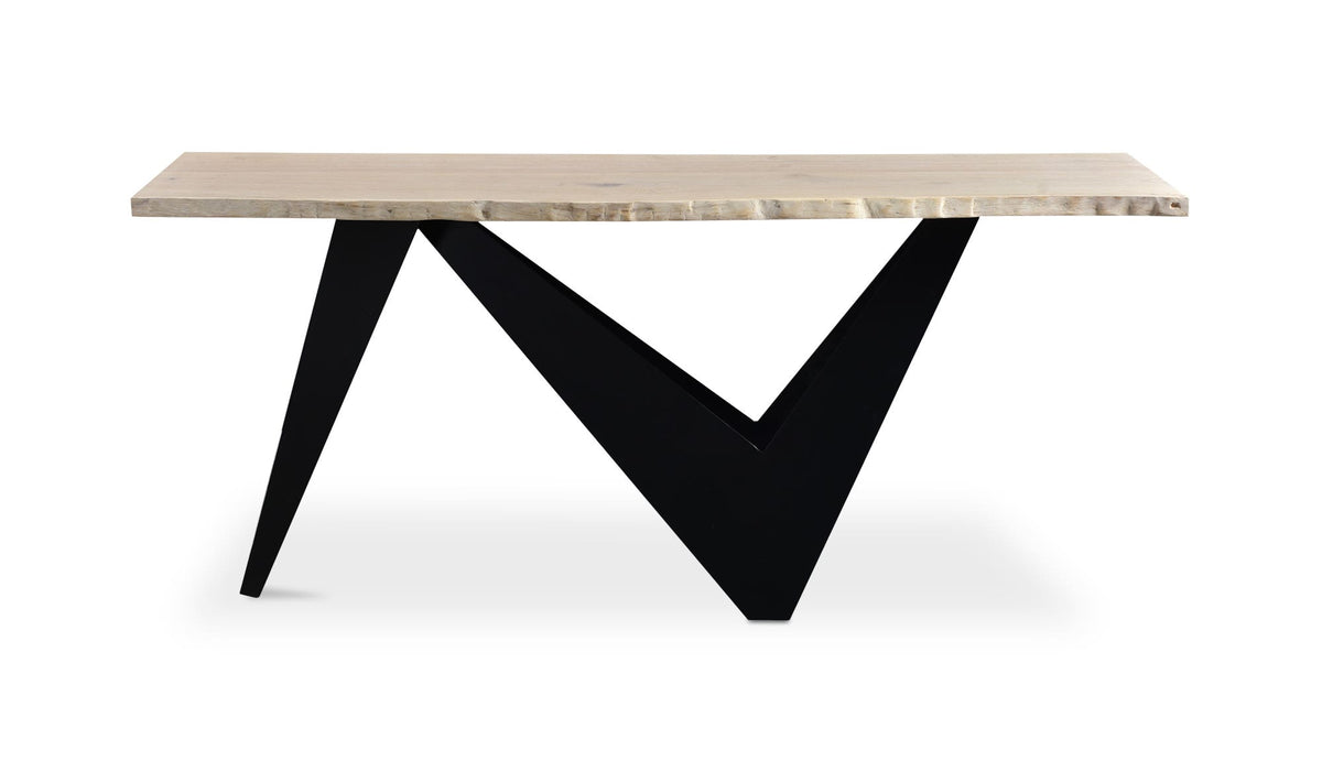 Birr Console Table in Natural, three-quarter view