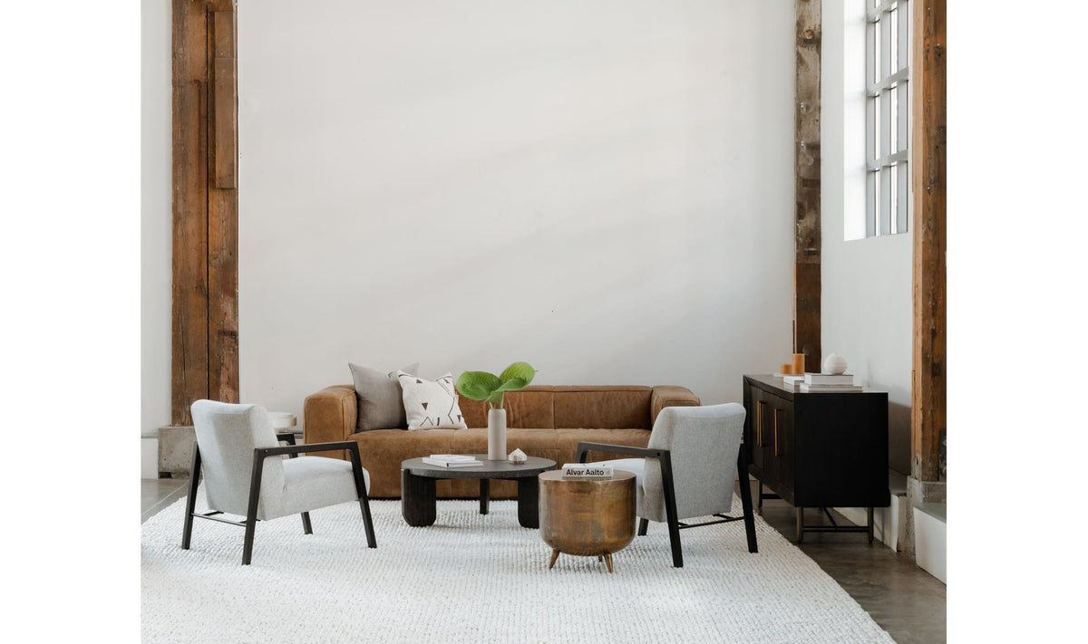 Whitby Coffee Table in Black — styled in a living room