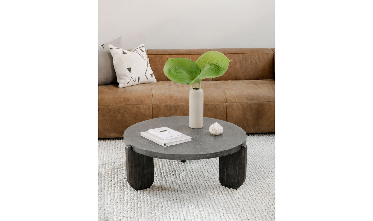 Whitby Coffee Table in Black — styled in a living room
