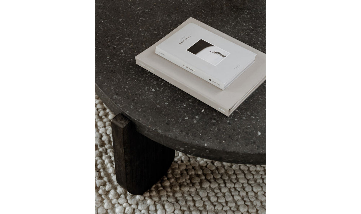 Whitby Coffee Table in Black — styled in a living room