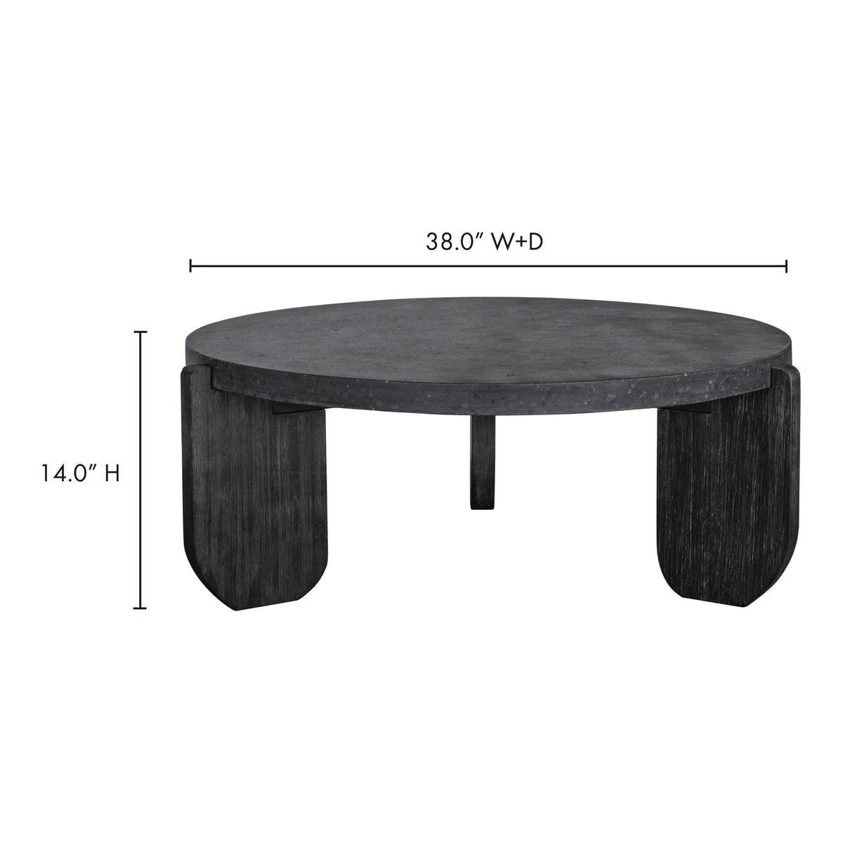 Whitby Coffee Table in Black — dimensions diagram, 36½" × 36½"