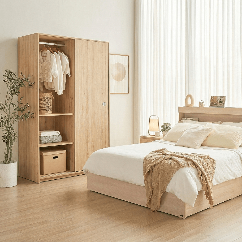 Vienna Bedroom Set: Storage Bed & Sliding Wardrobe Combo - Altera