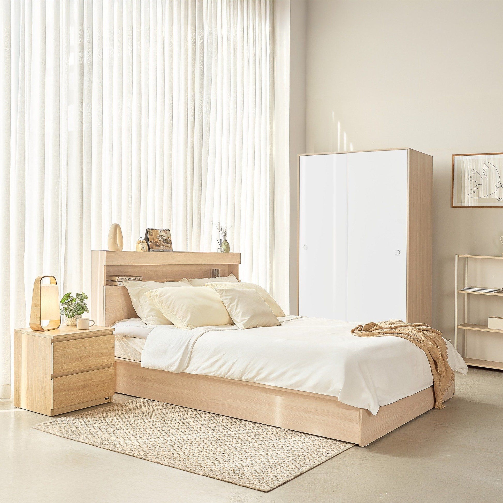 Vienna Bedroom Set: Storage Bed & Sliding Wardrobe Combo - Altera