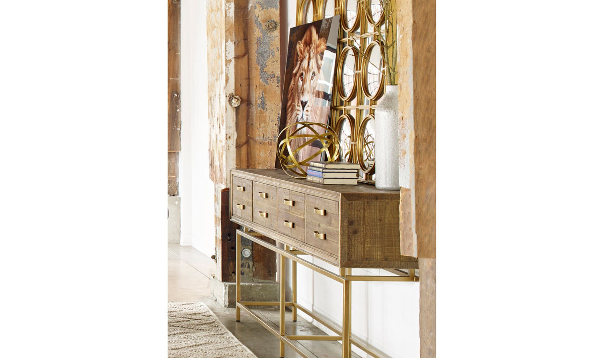 Athlone Console Table in Natural, styled in a living room, view 2