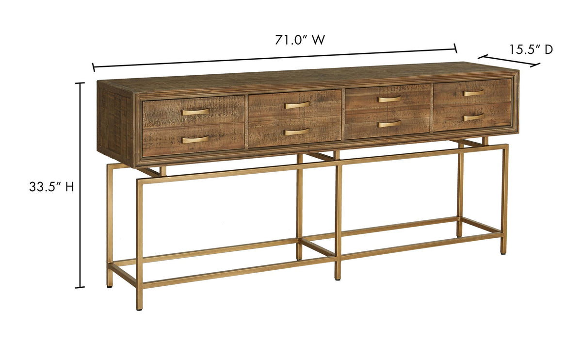 Athlone Console Table in Natural, dimensions diagram, 71" × 16"