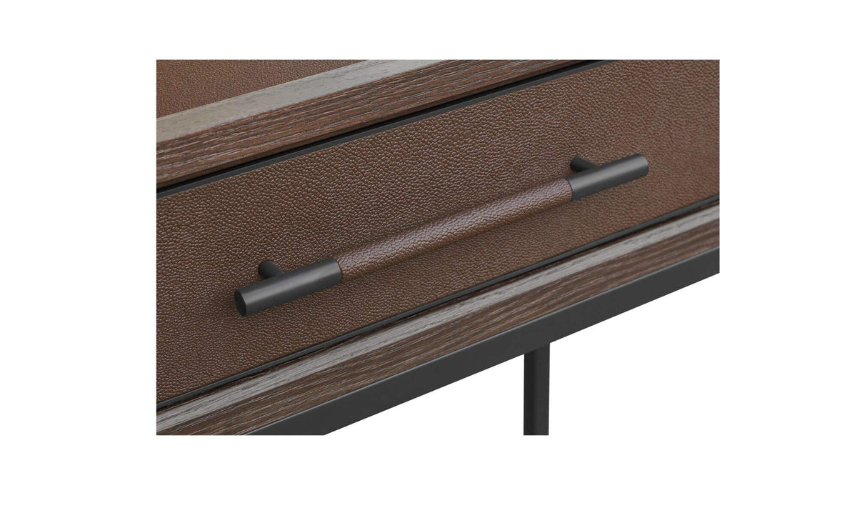Moravia Console Table in Brown, shagreen patterned pu detail, view 3
