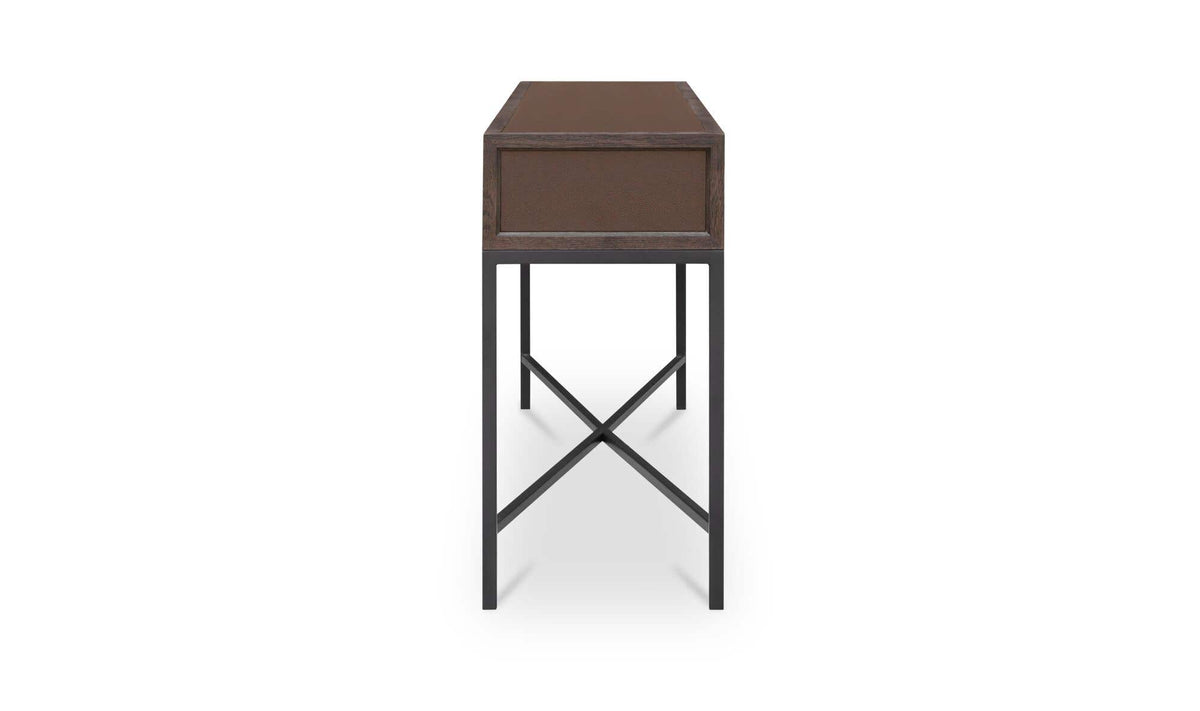 Moravia Console Table in Brown, side profile