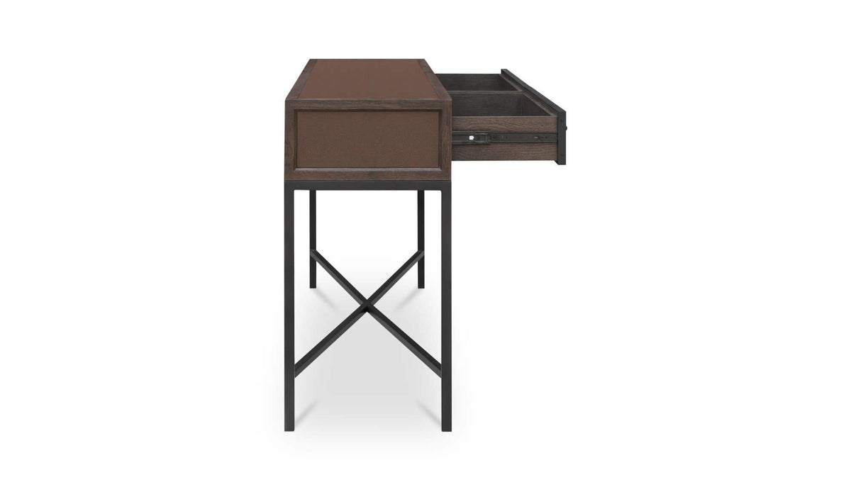 Moravia Console Table in Brown, side profile, view 2