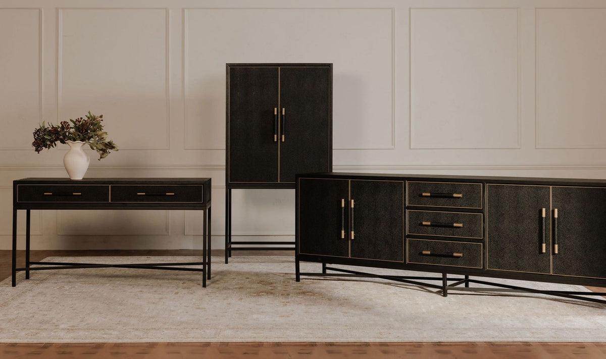 Moravia Console Table in Black, styled in a living room