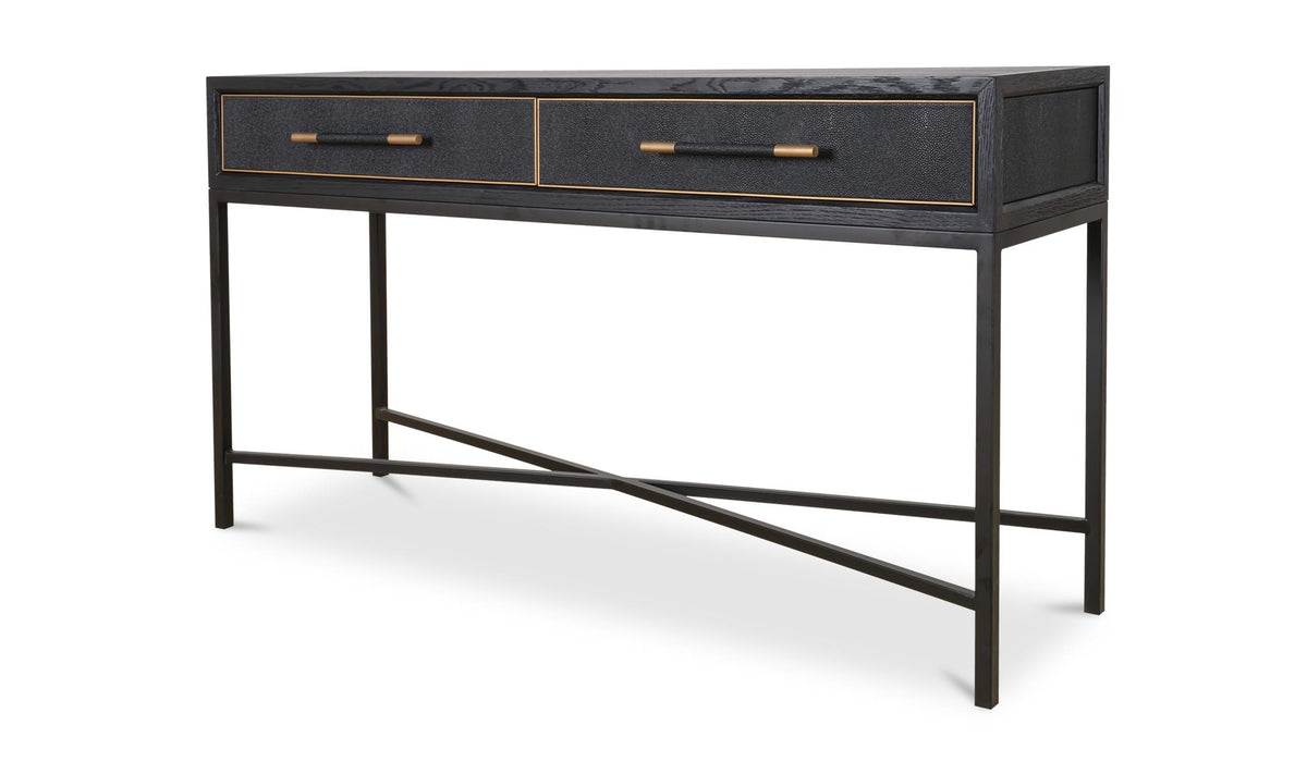 Moravia Console Table in Black, three-quarter view