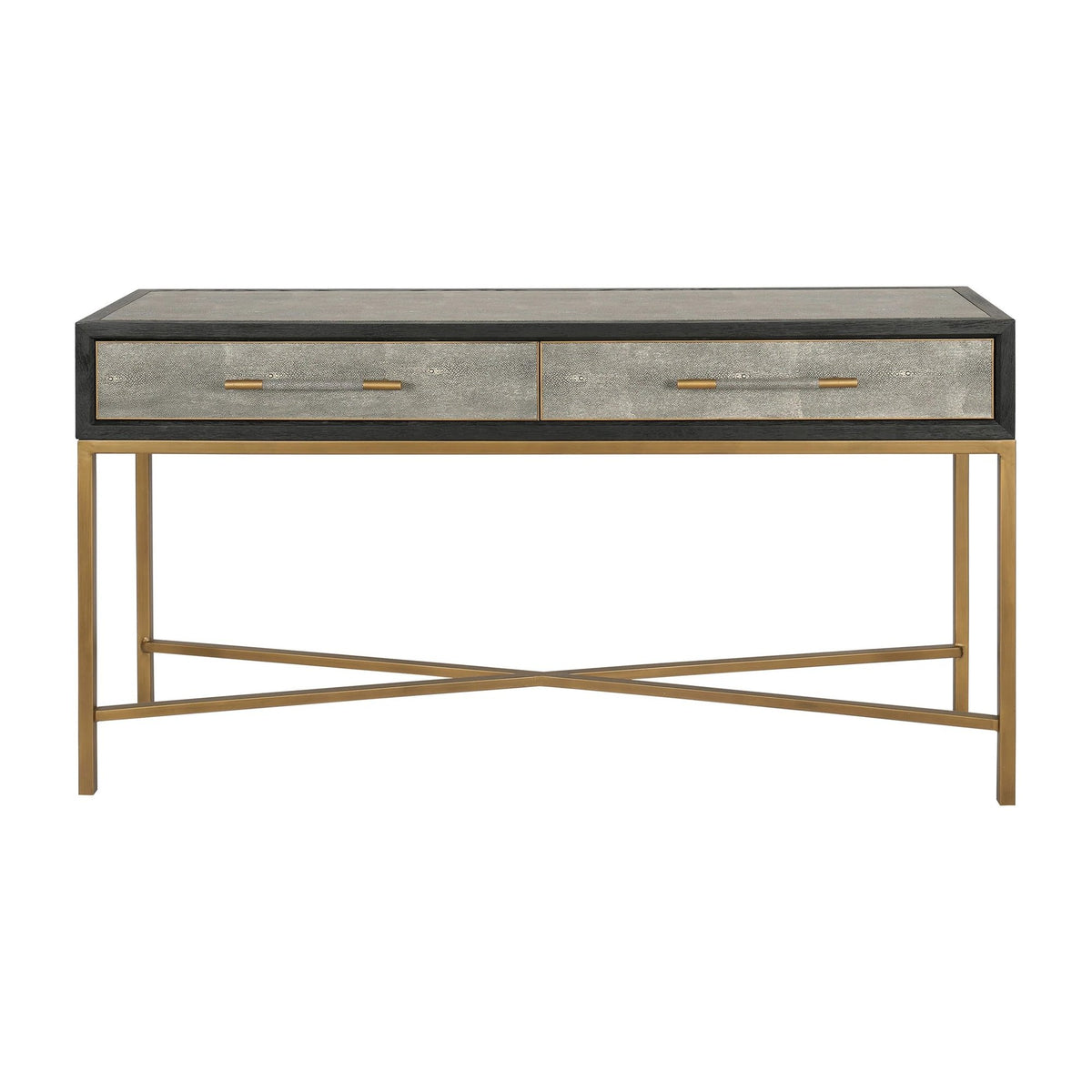 Moravia Console Table in Grey, shagreen patterned polyurethane, 59" × 16"