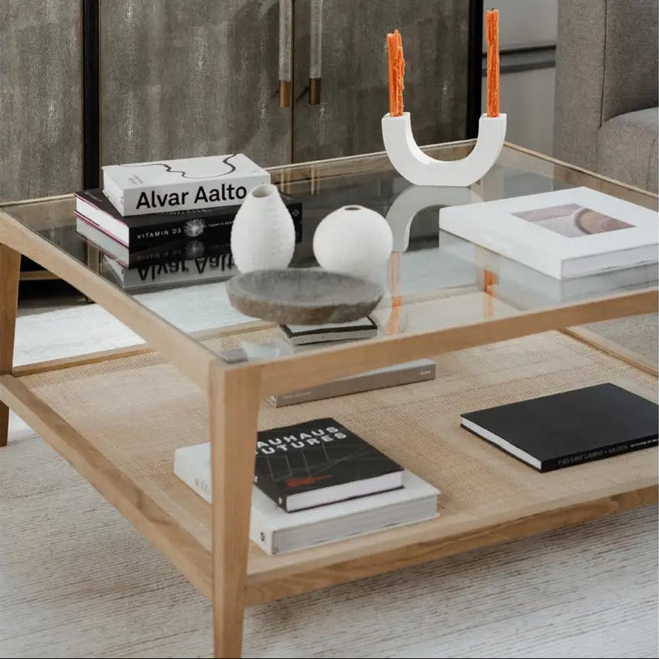 Hanover Coffee Table in Natural — styled in a living room