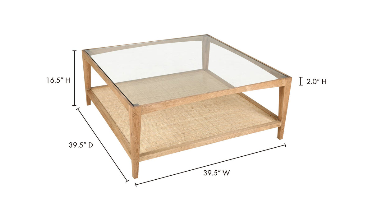 Hanover Coffee Table in Natural — dimensions diagram, 39½" × 39½"