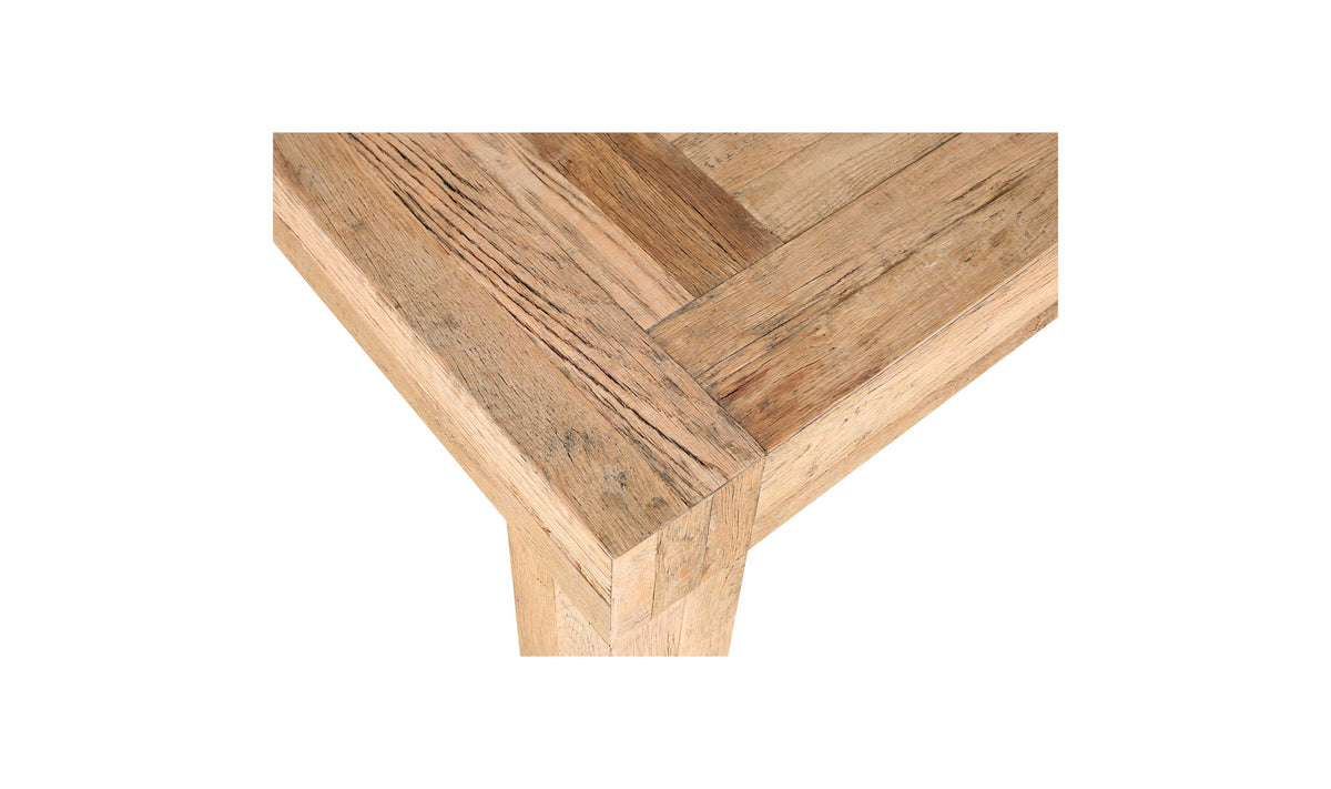 Exeter Coffee Table in Natural — solid reclaimed oak frame detail