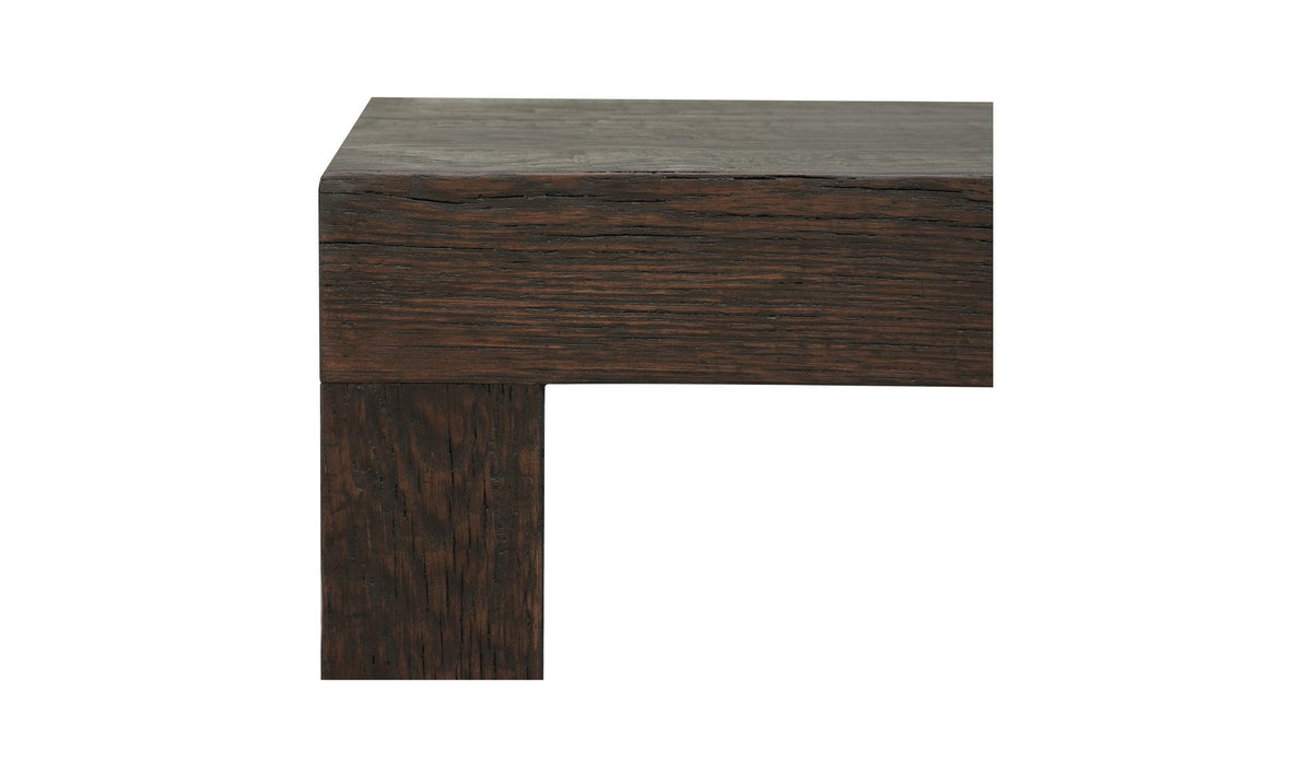 Exeter Console Table in Rustic Brown, solid reclaimed oak detail, view 2