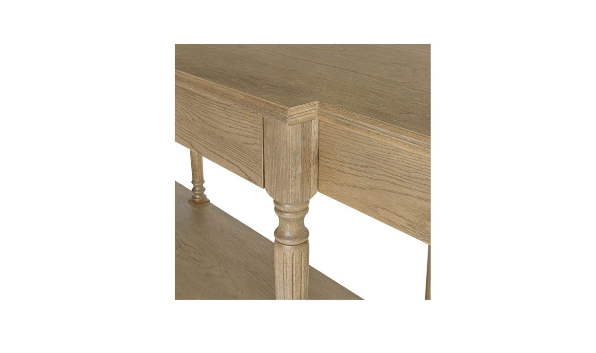 Mantua Console Table in Brown, solid oak frame and detail, view 4