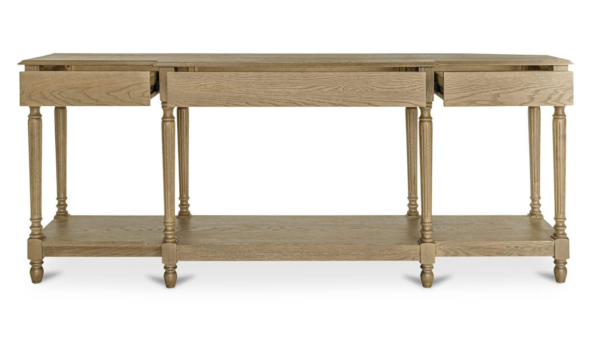 Mantua Console Table in Brown, solid oak frame and detail