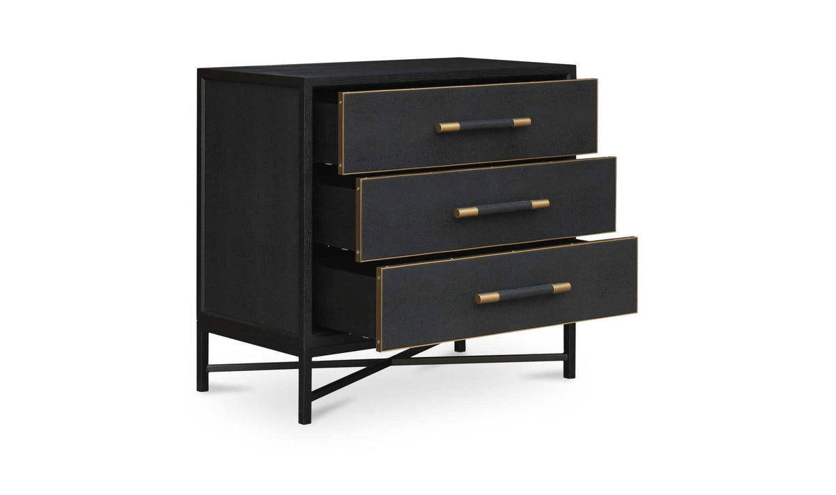 Moravia Chest in Black, shagreen patterned pu detail, view 2