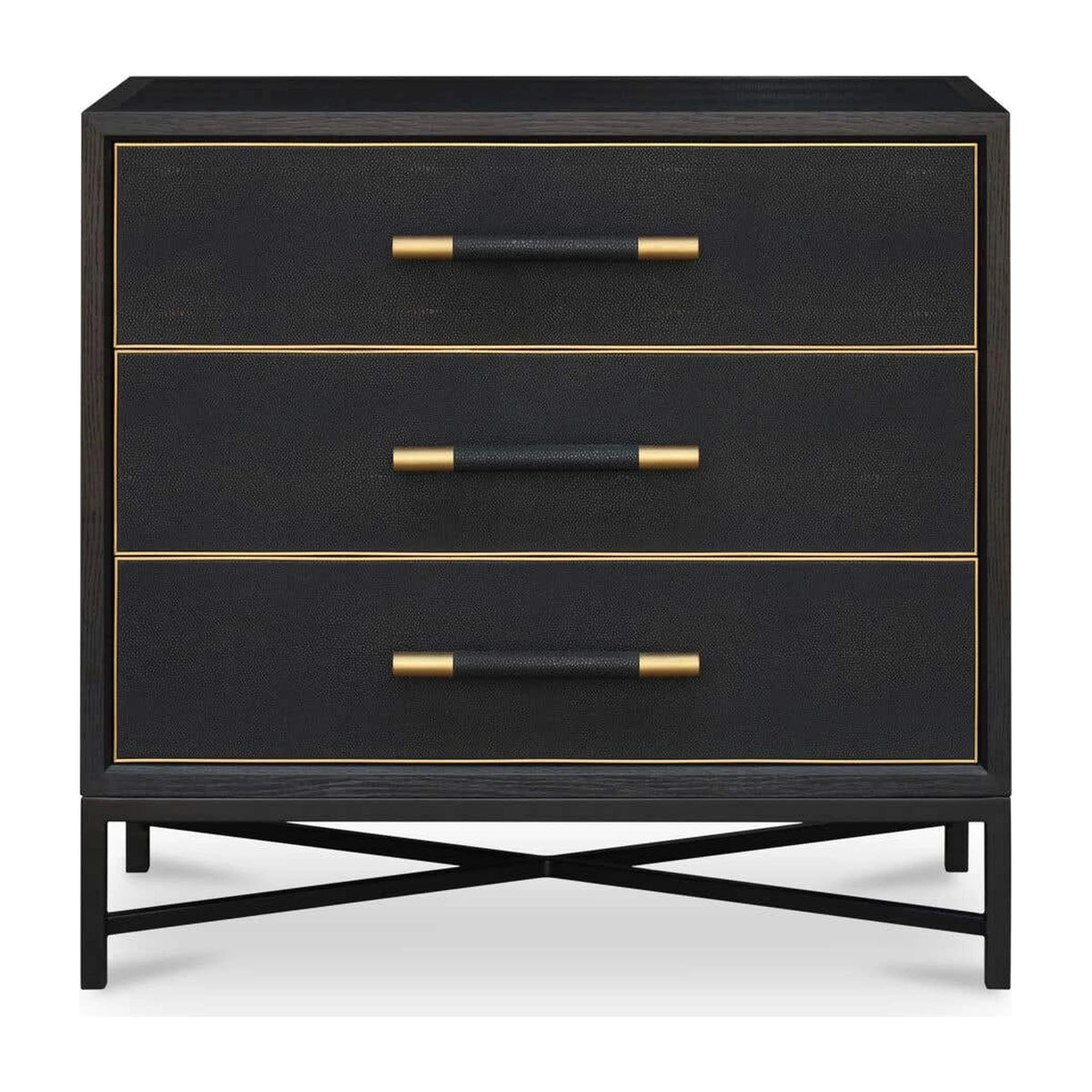 Moravia Chest in Black, shagreen patterned pu, 40" × 20"