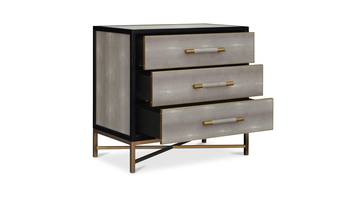 Moravia Chest in Grey, shagreen patterned pu detail, view 2