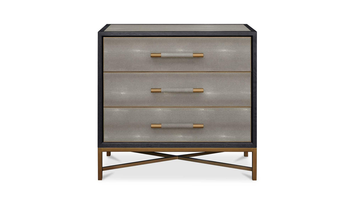 Moravia Chest in Grey, shagreen patterned pu, 40" × 20"
