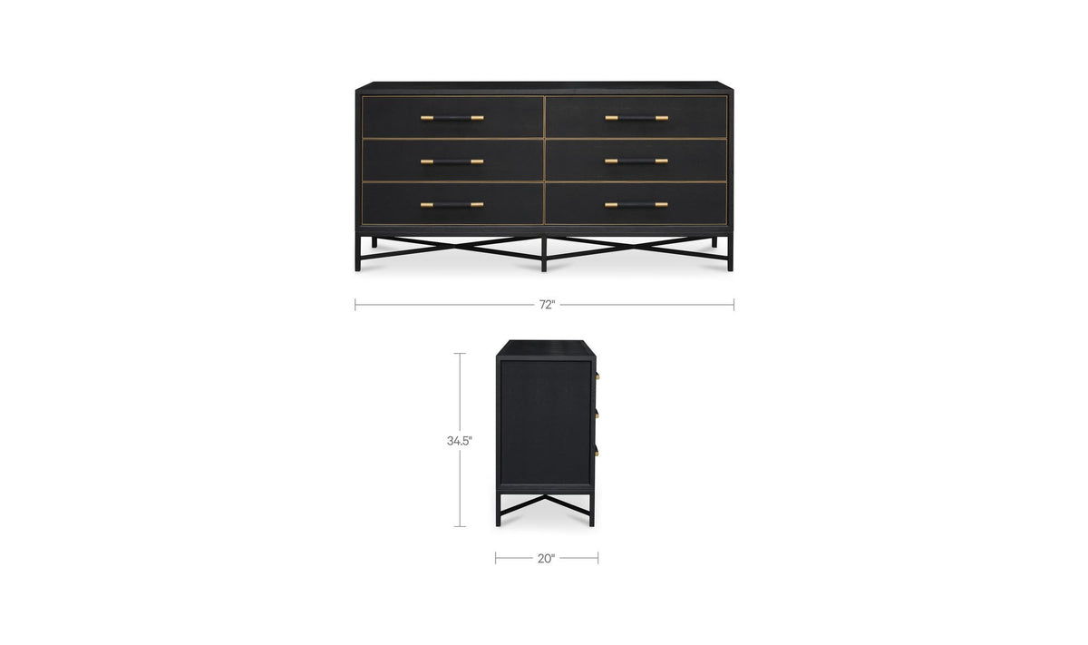 Moravia Dresser in Black, dimensions diagram, 72" × 20"