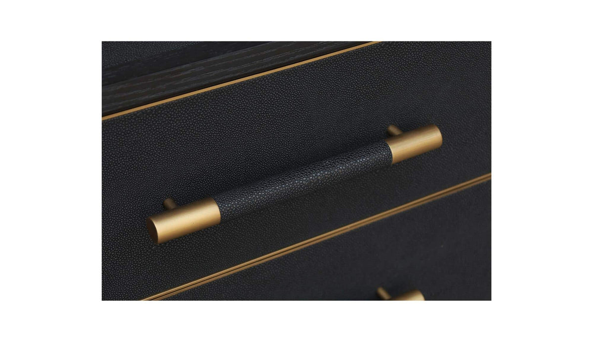 Moravia Dresser in Black, shagreen patterned pu detail, view 3