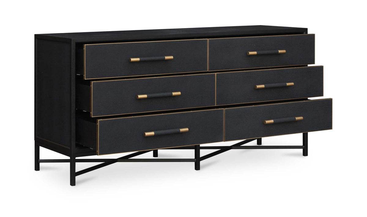Moravia Dresser in Black, shagreen patterned pu detail, view 2