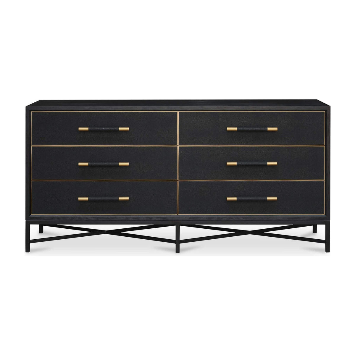 Moravia Dresser in Black, shagreen patterned pu, 72" × 20"