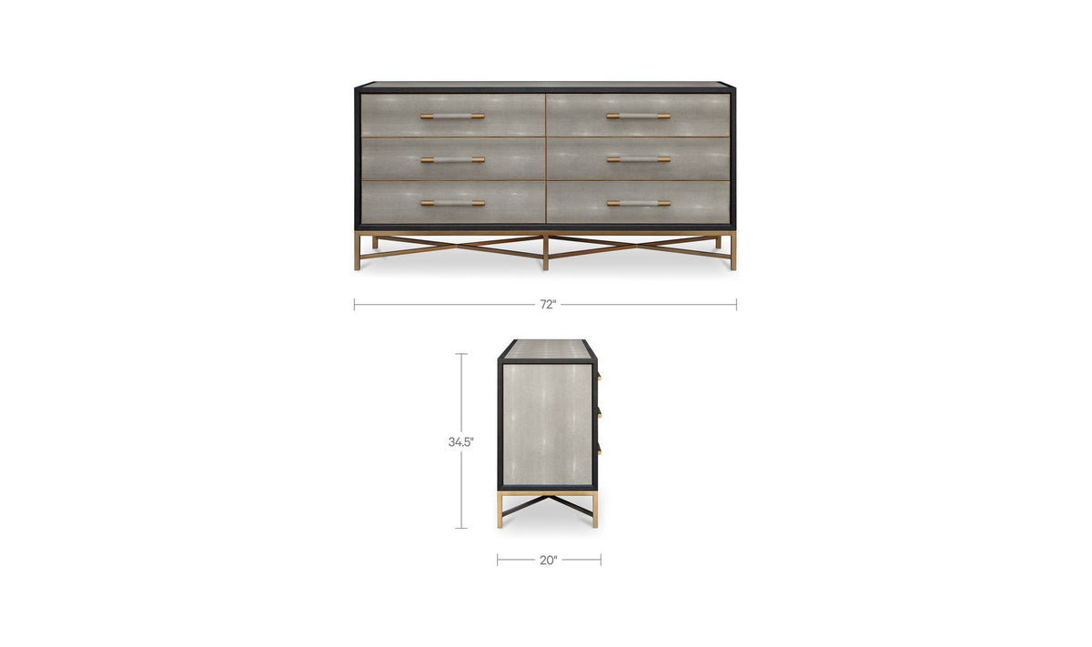 Moravia Dresser in Grey, dimensions diagram, 72" × 20"
