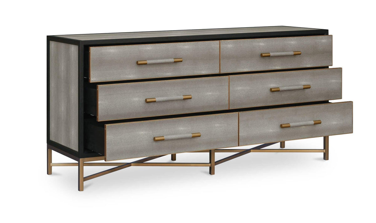 Moravia Dresser in Grey, shagreen patterned pu detail, view 2