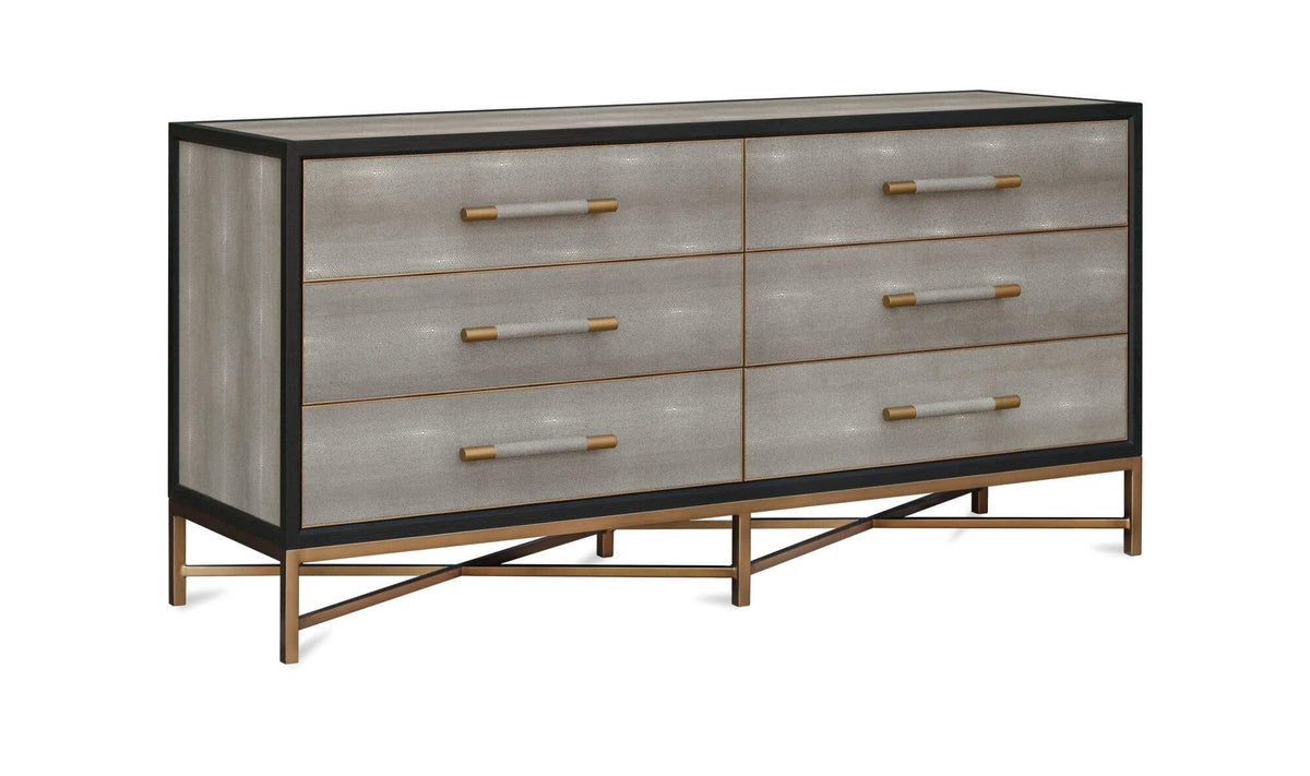Moravia Dresser in Grey, shagreen patterned pu detail