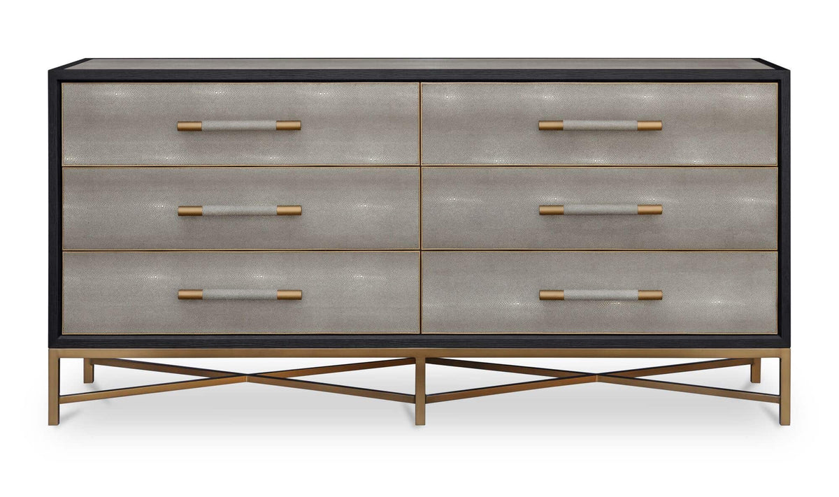 Moravia Dresser in Grey, shagreen patterned pu, 72" × 20"