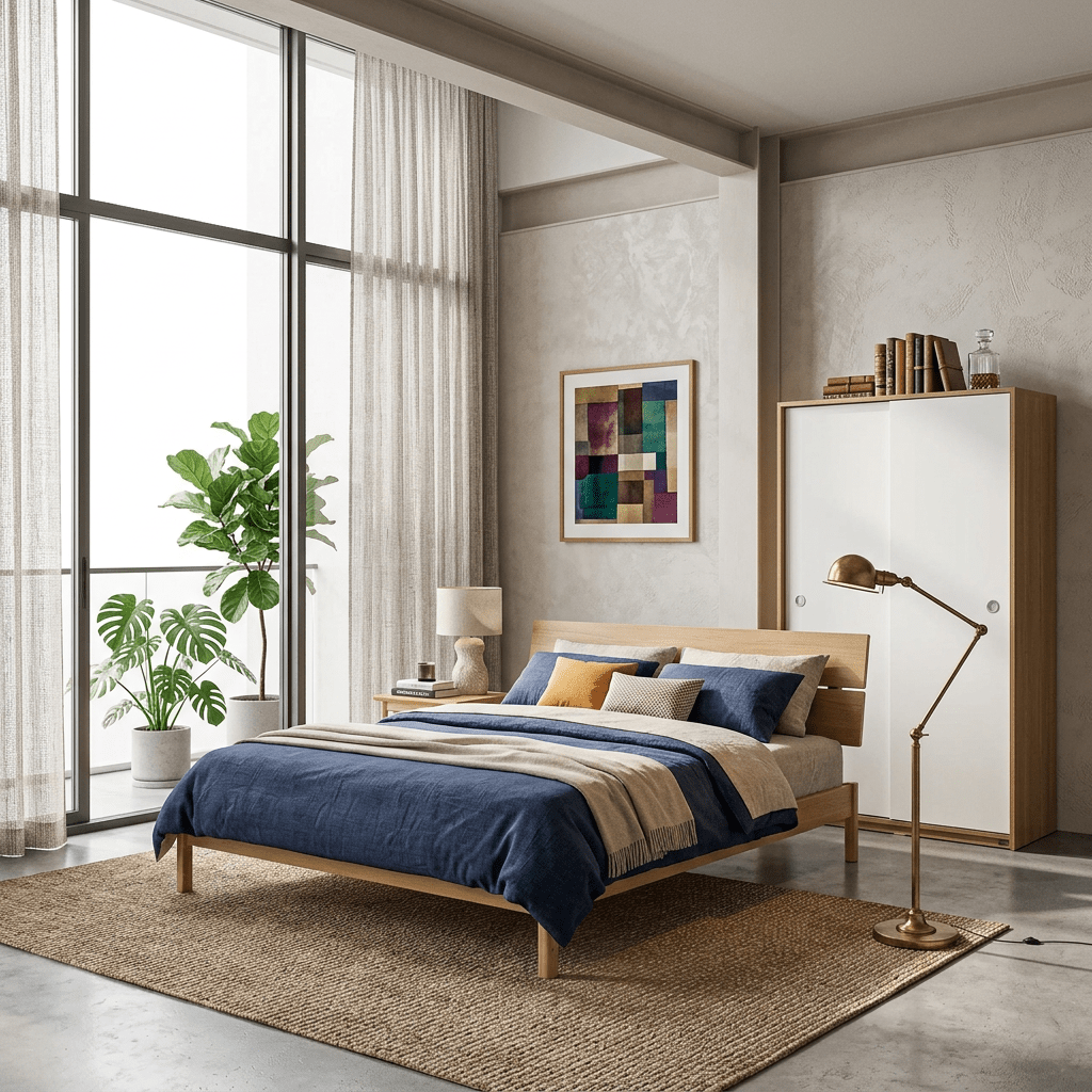 Vline Vienna Bedroom Combo: Sliding Wardrobe and Bed - Altera