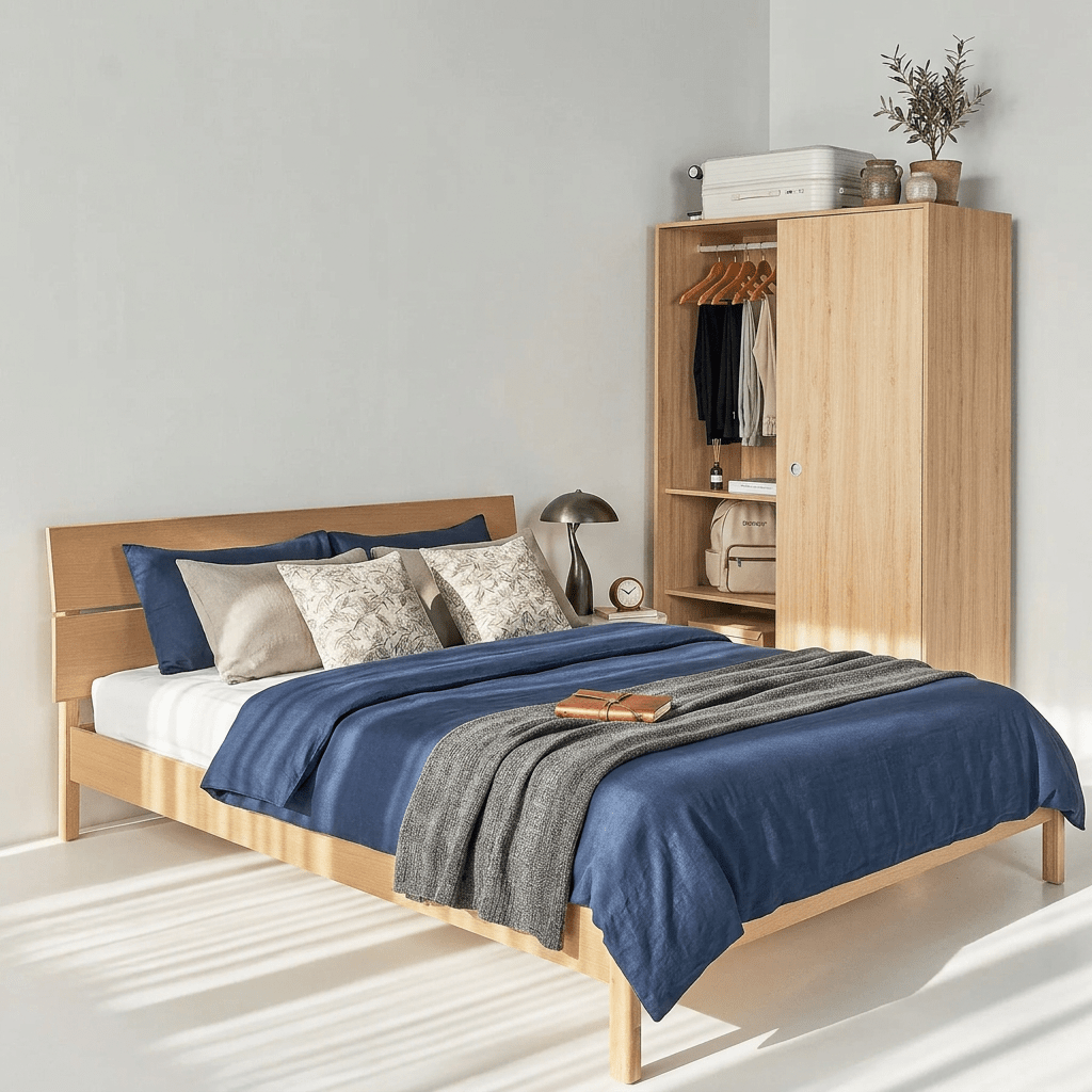 Vline Vienna Bedroom Combo: Sliding Wardrobe and Bed - Altera