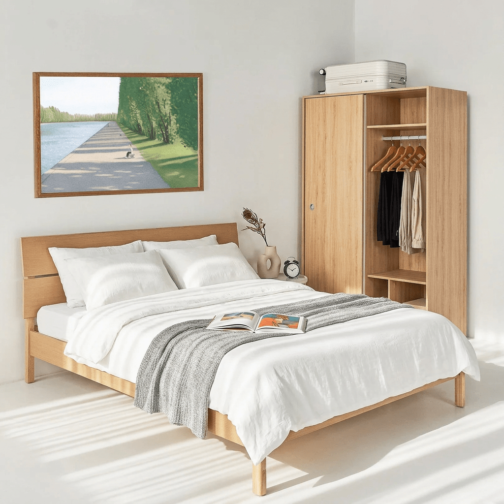 Vline Vienna Bedroom Combo: Sliding Wardrobe and Bed - Altera