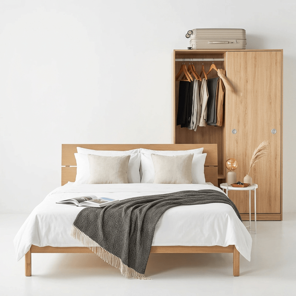 Vline Vienna Bedroom Combo: Sliding Wardrobe and Bed - Altera